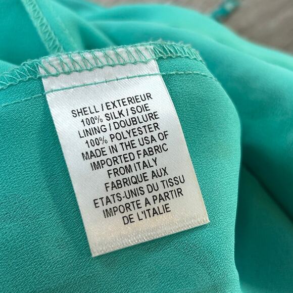 Vintage Milly NY Silk Halter Mini Dress Teal Floral Y2K Party Backless Size 2 - Picture 11 of 12